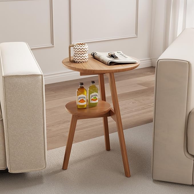 Small End Table Round End Table, Solid Wood Round Side Table - Image 8