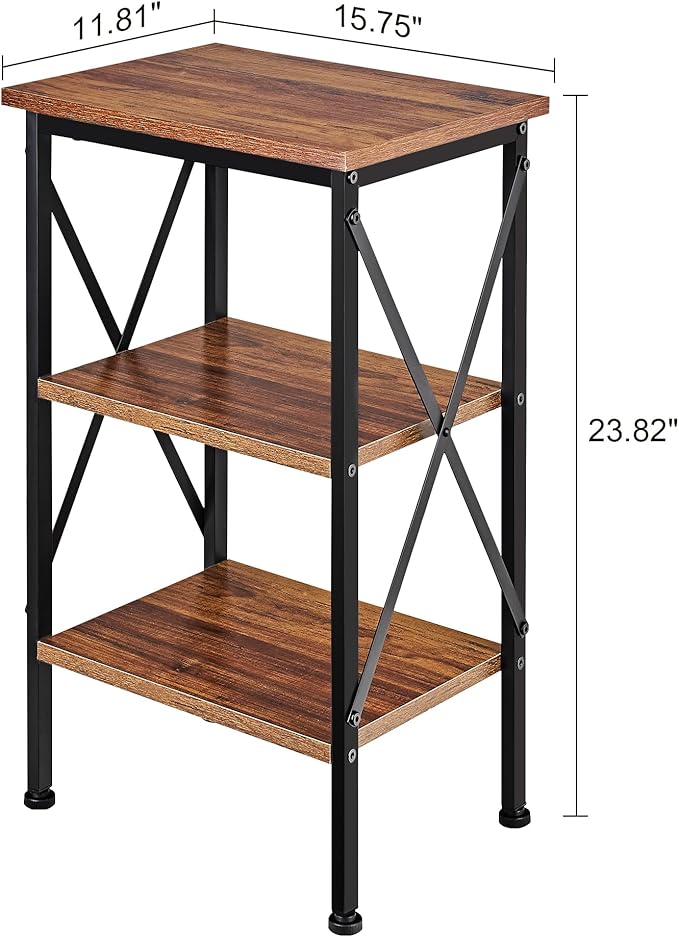 VECELO End Table Set of 2, Bedside Table, X-Design Reinforced Nightstands - Image 3