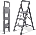 KINGRACK Aluminium 3 Step Ladder, Lightweight Step Stool by KINGRACK