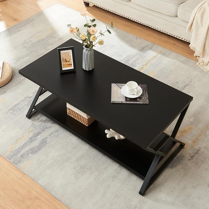 HOMISSUE Coffee Table, Rustic Rectangle Coffee Table - Image 7