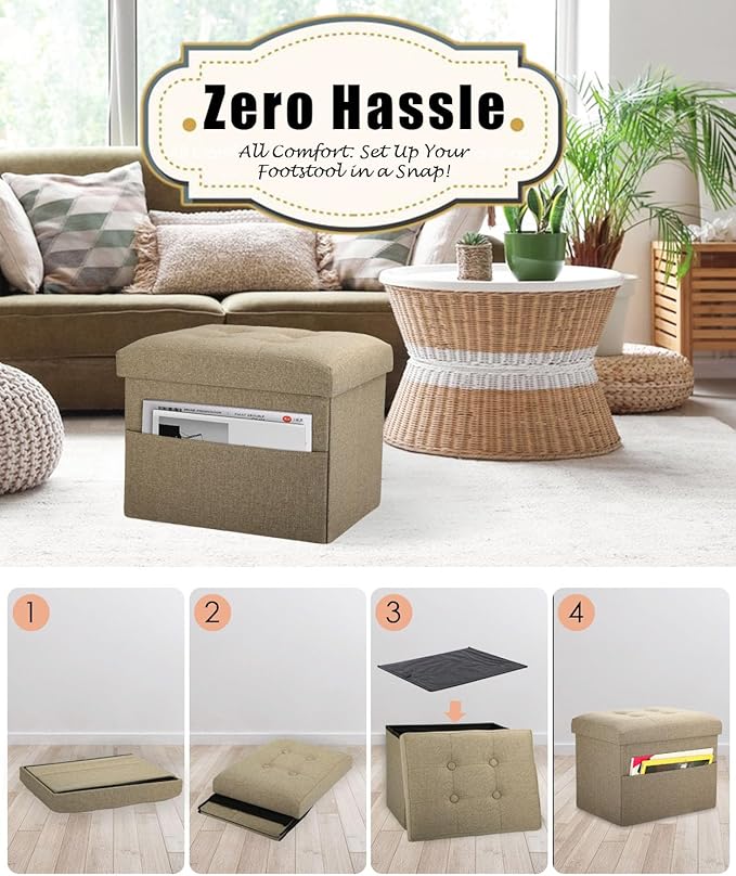 Ottoman Storage Ottoman Foot Rest Stool Foldable Bench - Image 4