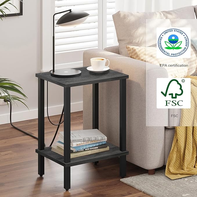 TUTOTAK End Table, Side Table, Nightstand, 2-Tier Storage Shelf, Sofa Table - Image 6