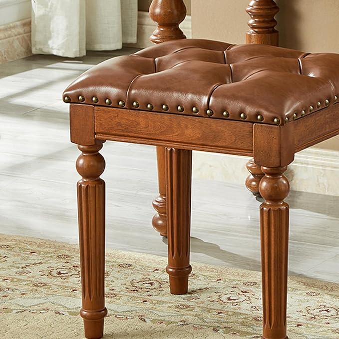Vanity Bench Stool with Microfiber Leather Cushion, Vanity Chair Ottoman - Image 6