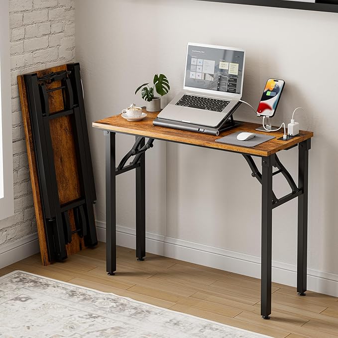 Frylr Small Folding Computer Desk – 35.8 Inch Portable Table by Frylr