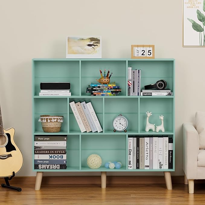 LEYAOYAO 10 Cube Bookshelf, 3 Tier Modern Wide Bookcase - Image 7