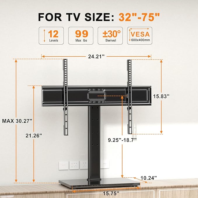 Universal Swivel TV Stand Base Table Top TV Stand - Image 4
