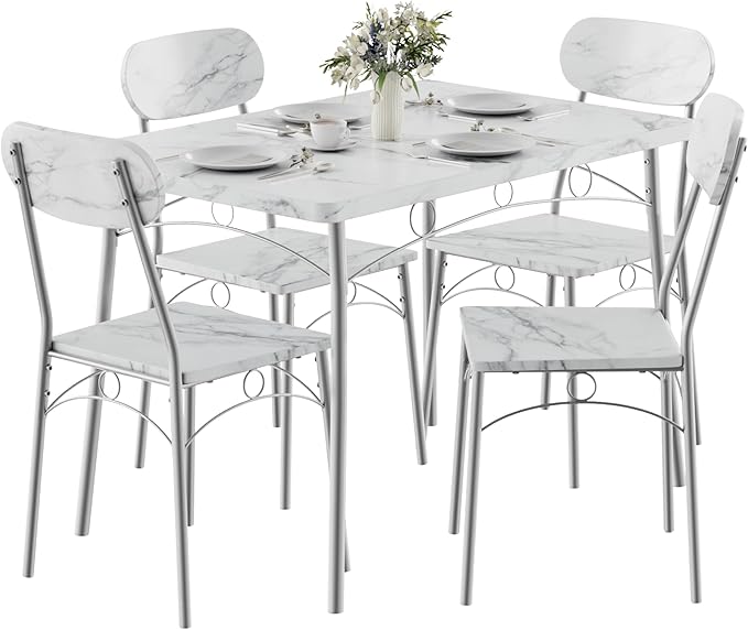 VECELO Dining Table Set for 4, 5-Piece Kitchen Table - Image 8