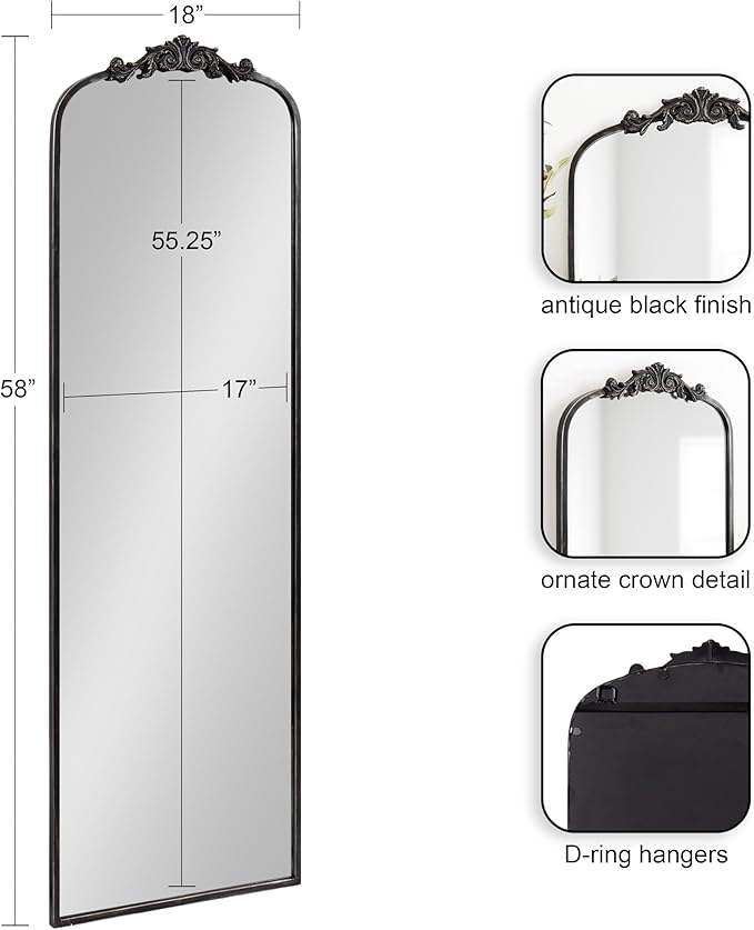 Kate and Laurel Arendahl Vintage Arched Tall Panel Mirror, 18 x 58, Antique - Image 2
