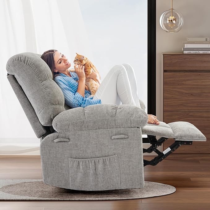 Rocking Recliner Chair, 360° Swivel Rocker Chair - Image 2