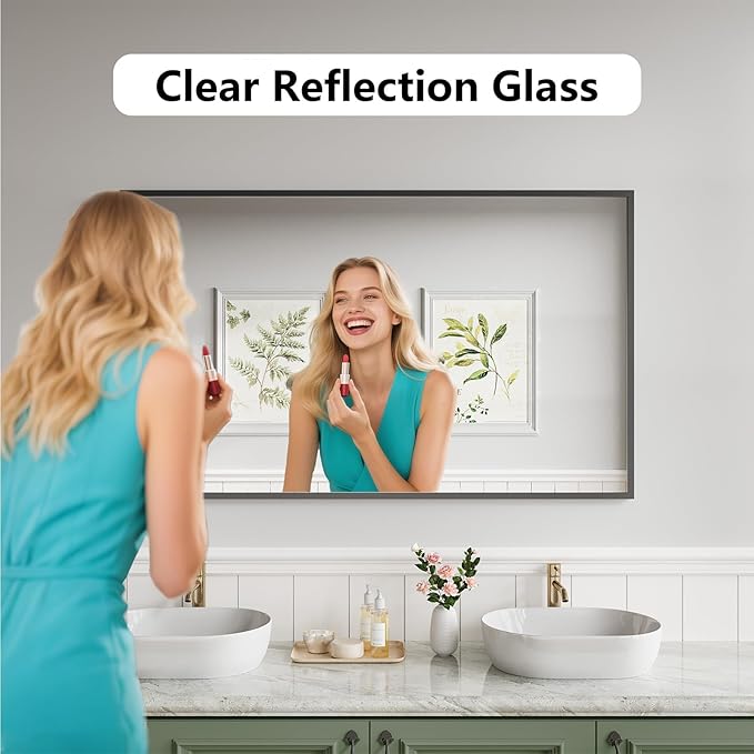 Koonmi Bathroom Mirror 30x50 Black Bathroom Wall-Mounted Mirrors, Modern Vanity - Image 2