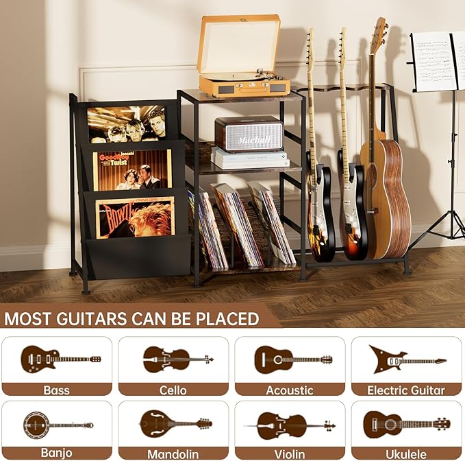 Hosfais 3 Tier Record Player Stand, Guitar Stand - Image 5