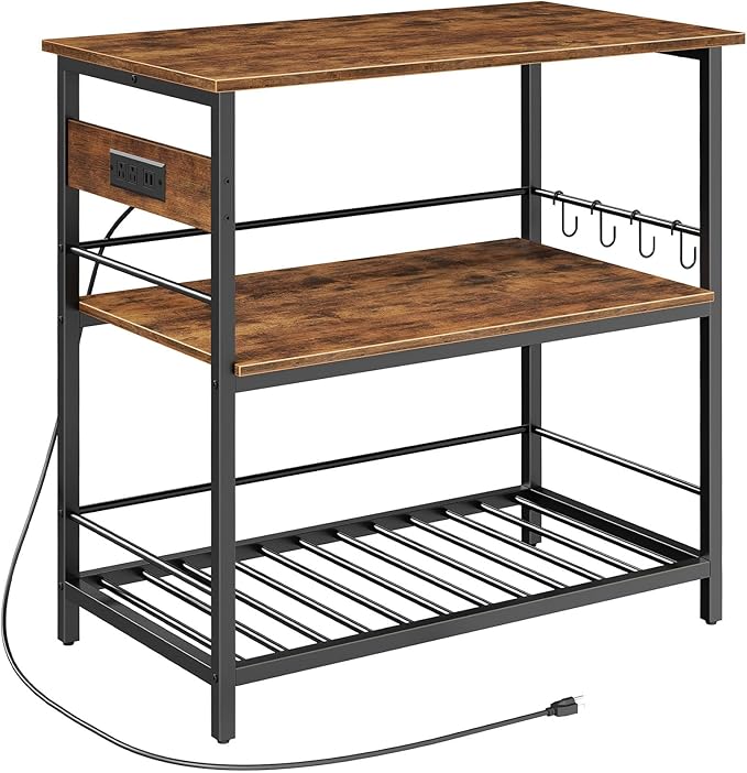 HOOBRO Kitchen Island with Storage, Kitchen Island Table with Power Outlet by HOOBRO