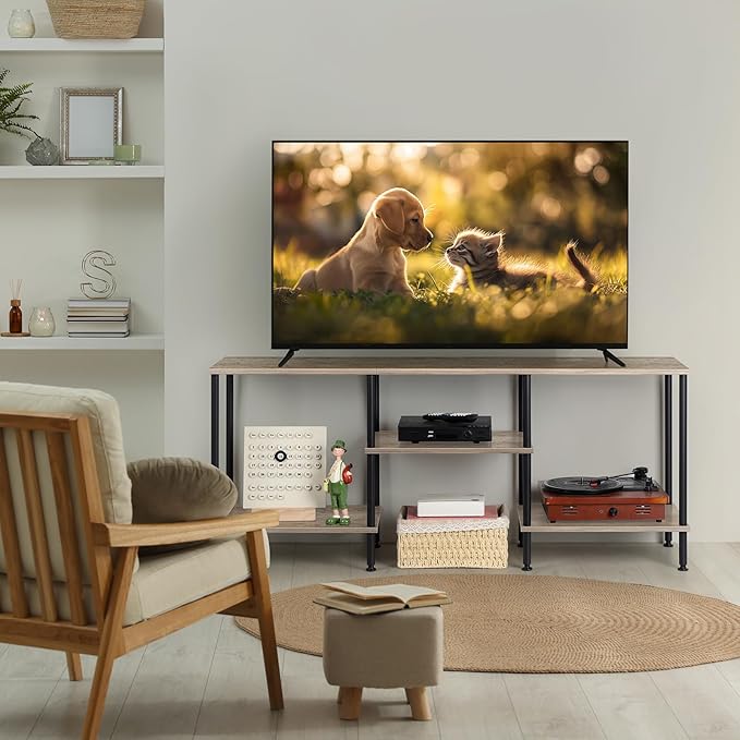 50 Inch TV Stand for Bedroom Rustic Grey Entertainment Center - Image 5