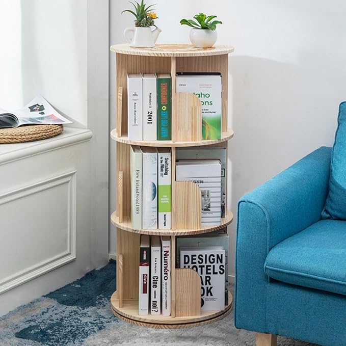 Heehee Wooden Rotating Bookshelf 360 Display Floor Standing Bookcase Storage by Heehee