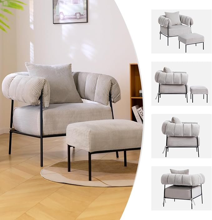 HollyHOME Modern Velvet Accent Chair - Image 7