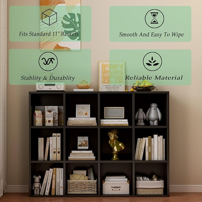 12-Cube Storage Shelf Bookcase - Image 4