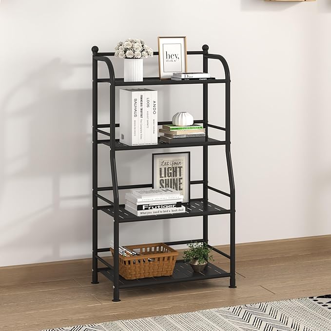 4 Tier Metal Shelf Storage Shelves Living Room Bookshelf Bathroom Corner - Image 2