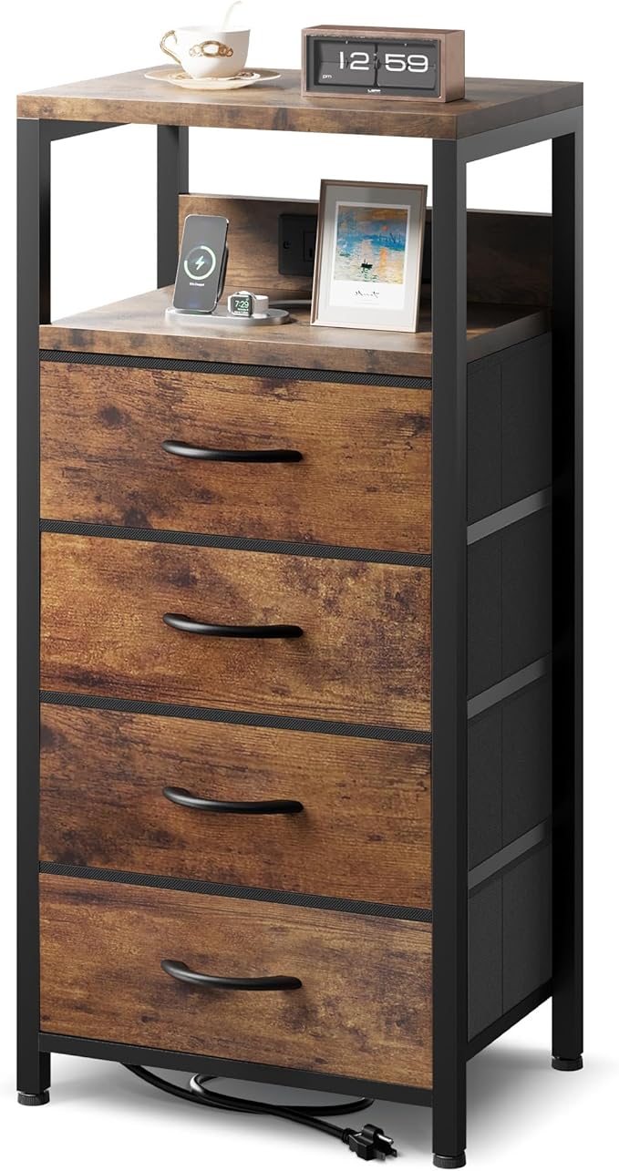 NightStand Bedside Charging Table Bedroom by Lazzanto
