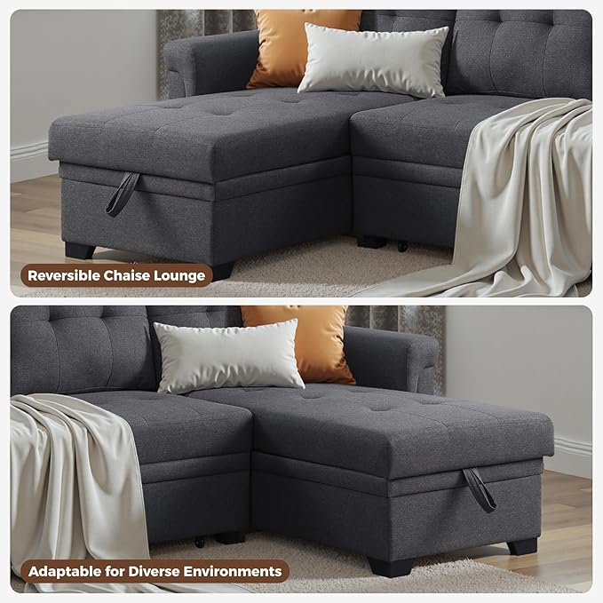 83 Inch L Shaped Modular Convertible Sleeper Sectional Sofa Bed - Image 5