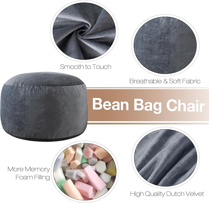 4 Ft Bean Bag Chairs for Adults/Teens - Image 2