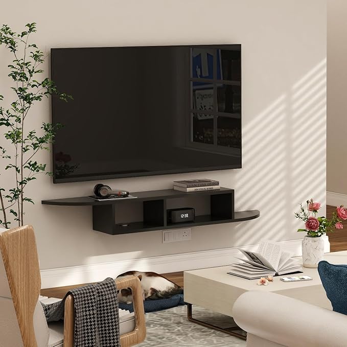 GHC Floating TV Stand, Wall Mounted Entertainment Center and Cabinet Shelf - Image 3
