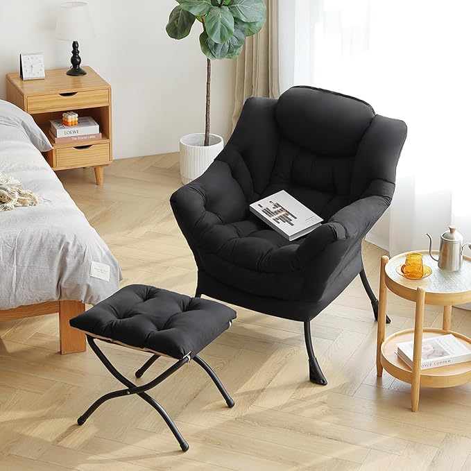 Lazy Chair with Ottoman, Modern Accent Chair Contemporary Lounge Leisure Sofa - Image 7