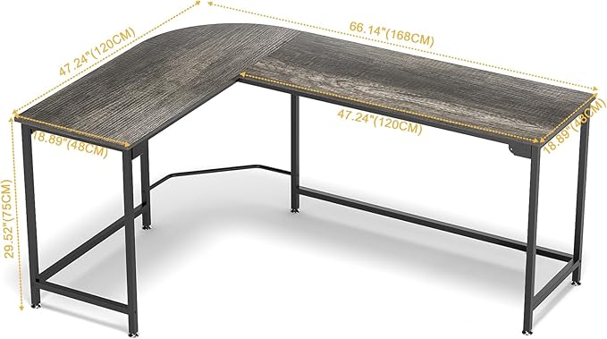 Teraves Modern L Shaped Gaming Desk 66'' Corner Computer Desk - Image 3