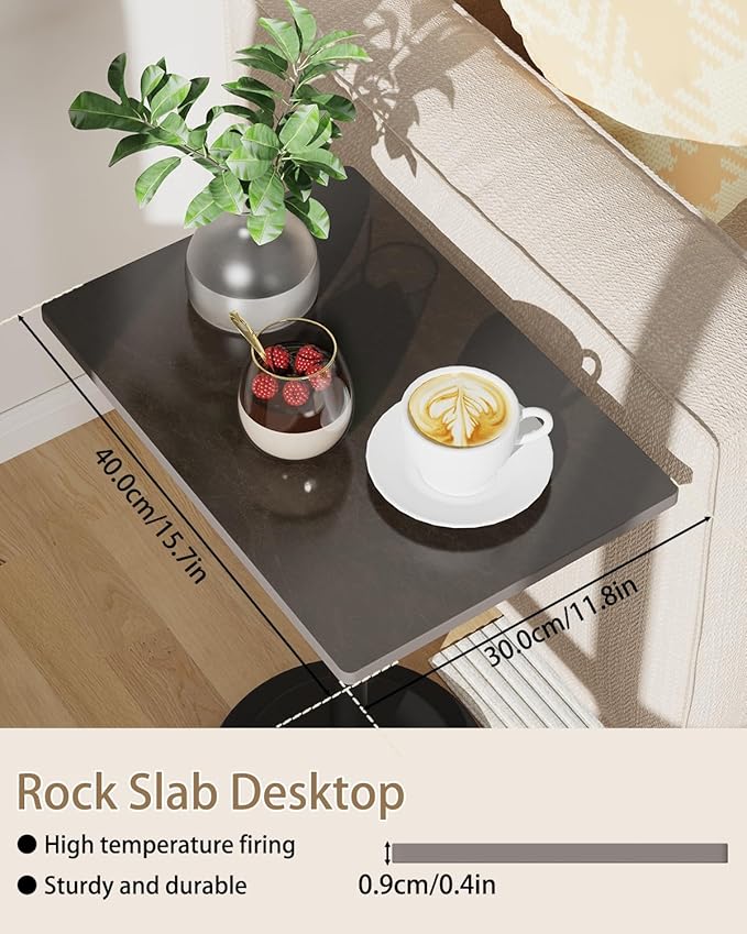 Small Side Table, Height Adjustable Nightstand, Square Indoor Metal Plant Stand - Image 5