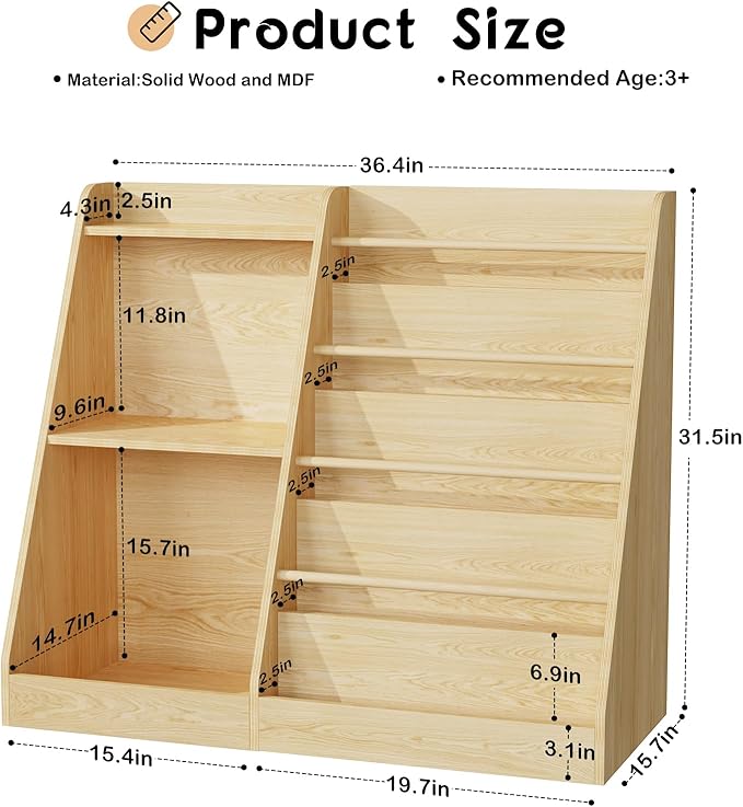 Lkeiyay 5 Tier Kids Bookshelf, Baby Bookshelf, Toy and Book Storage - Image 2