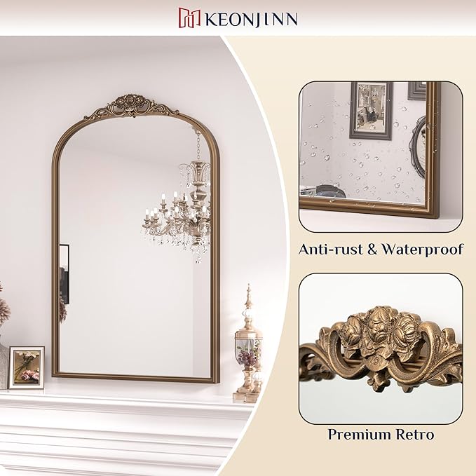 Keonjinn Gold Vintage Arched Mirror - Image 6