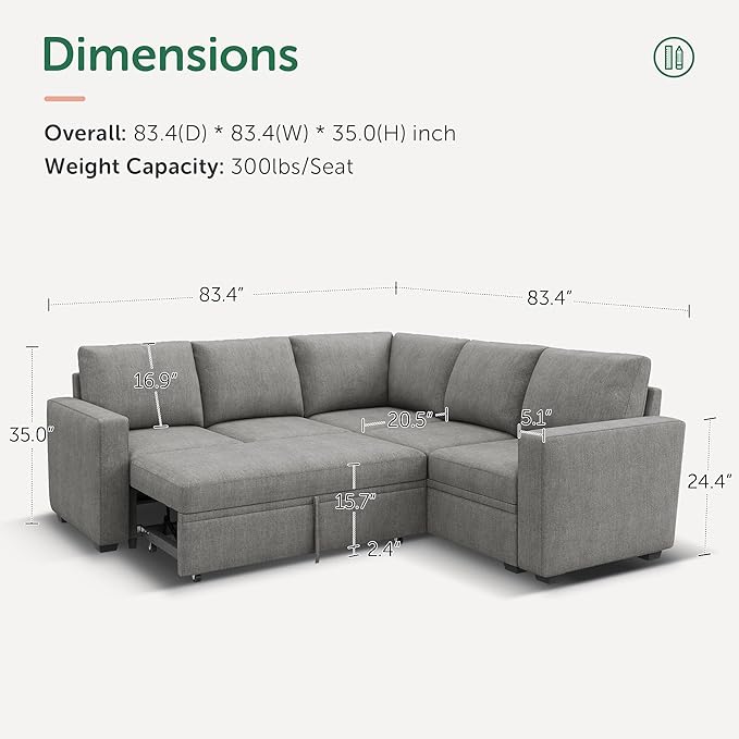 HONBAY Modular Sectional Sleeper Sofa - Image 2