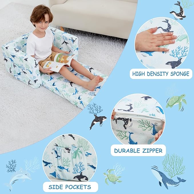 Viviland Kids Chairs for Toddler, 2-in-1 Soft Toddler Couch Fold Out, - Image 4