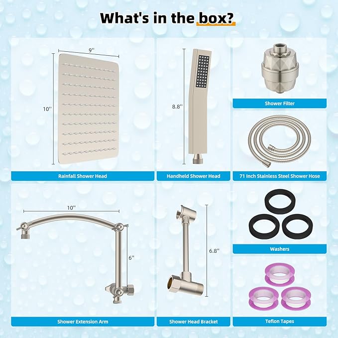 Hibbent Metal 10'' Filtered Rainfall Shower Head - Image 8