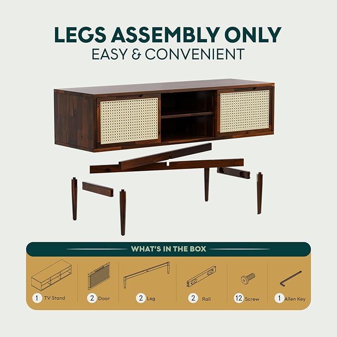 Bme Oliver TV Stand for TVs up to 55", Mid-Century Solid Wood TV Console - Image 6