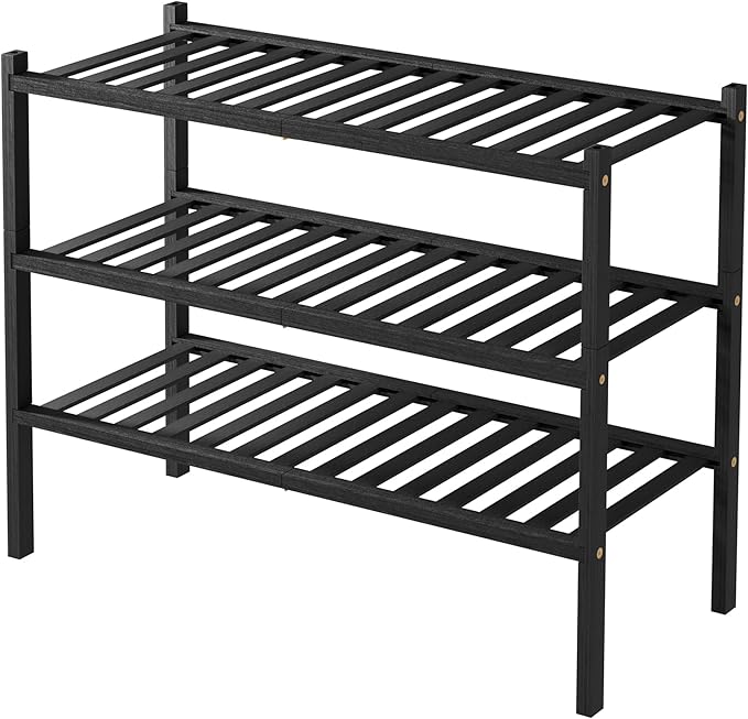 3 Tier Bamboo Shoe Rack for Closet Free Standing Wood Shoe Shelf Storage - Image 8