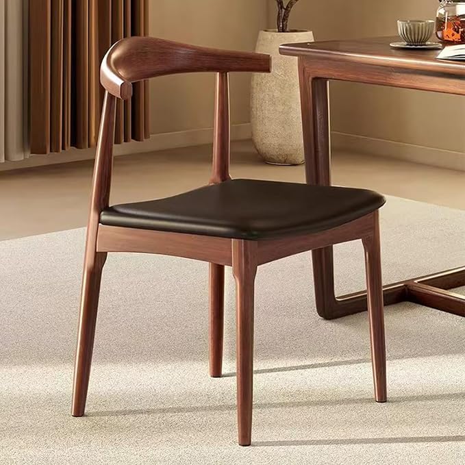 Solid Wood Dining Chair, Mid Century Dining Chair, Upholstered PU Leather Chair - Image 2