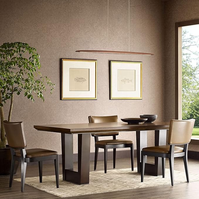 39" Wood Linear Pendant Light LED Dimmable Hanging Light Dinning Room Light - Image 5