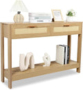 Console Table with Rattan Drawers Boho Entryway Table Narrow Long Sofa Table by Unknown