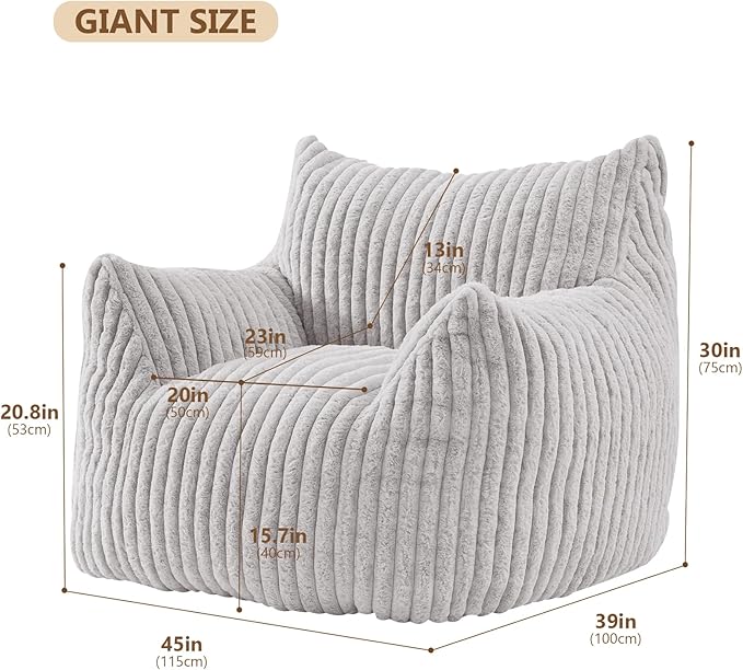 Giant Bean Bag Chairs for Adults Teens, Large Bean Bag Sofa Chairs - Image 2