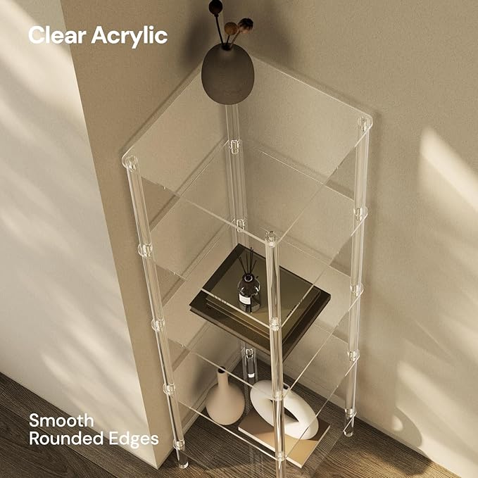 5 Tier Square Acrylic Bookshelf, Small Bookcase - Image 5