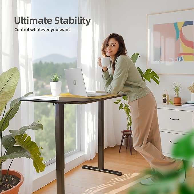 INNOVAR Glass Standing Desk, 48 x 24 Inches Height-Adjustable Desk, Tempered - Image 7