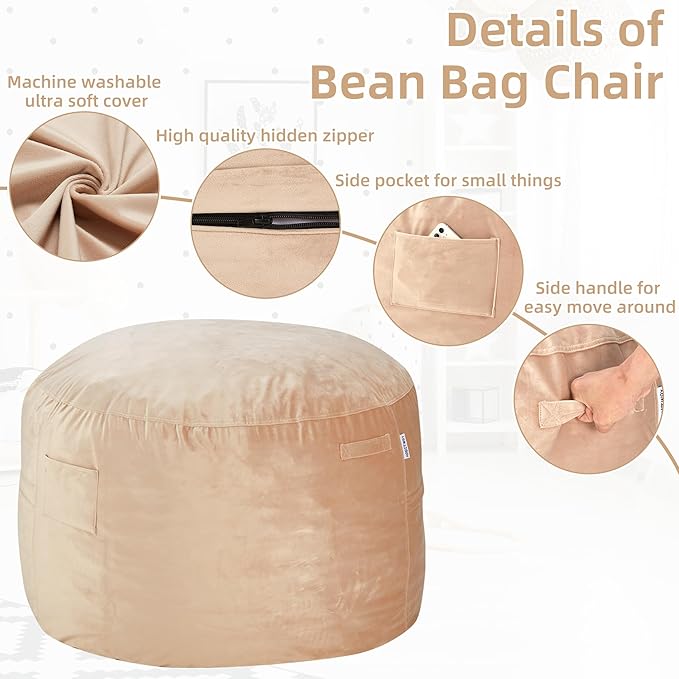 HABUTWAY Bean Bag Chair: Giant 4' Memory Foam Furniture Bean Bag Chairs - Image 6