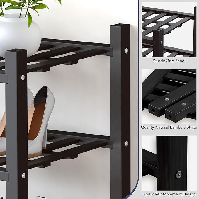 Haddockway small 3 Tier Bamboo Shoe Rack Storage Organizer, Small Space - Image 4