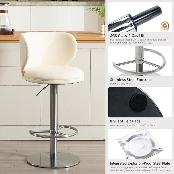 RAINMOOD Bar Stools, Adjustable Swivel Barstools - Image 5