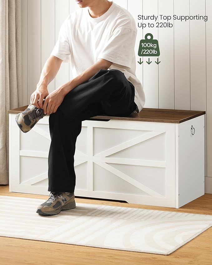 Storage Chest, 43.3" Toy Chest Storage, Farmhouse Storage Bench - Image 4