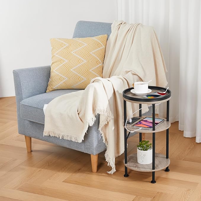 Small Round Side Table with Charging Station - Image 7