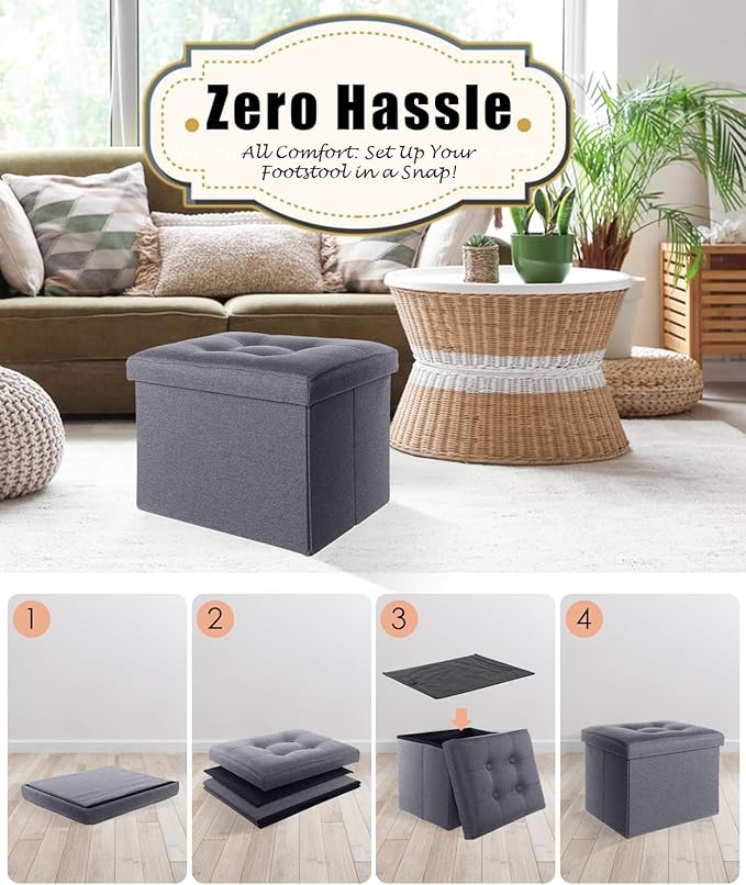 Ottoman Storage Ottoman Foot Rest Stool Foldable Bench - Image 6