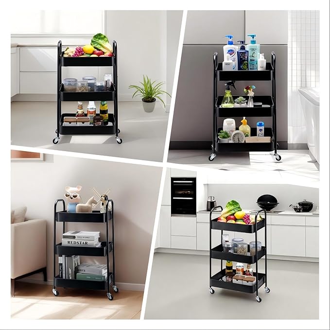 SETTFRFE 3 Tier Rolling Cart Metal, File and Art Cart - Image 5