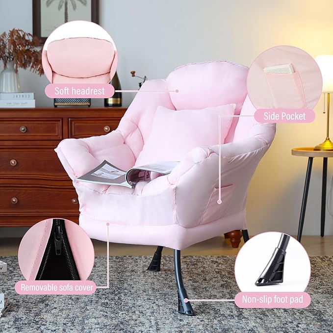 Lazy Chair with Pillow for Living Room, Modern Lounge Accent Chair with - Image 6