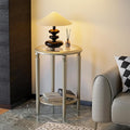 COSIEST Round Side Table, End Table Glass by COSIEST